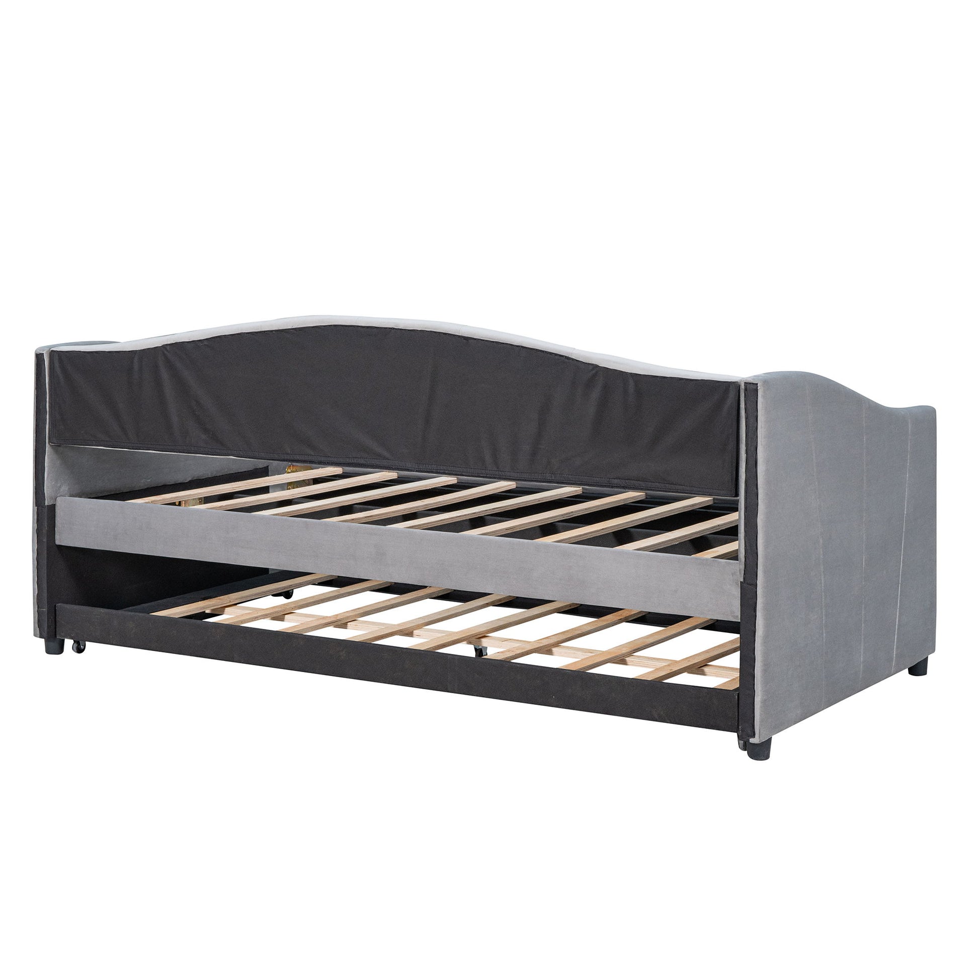 Upholstered Daybed Sofa Bed With Trundle Bed And Wood Slat - The Sleep Loft - Online Mattress Showroom NYC