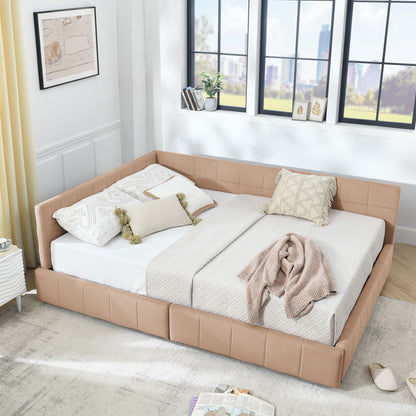 Mid-Century Storage Upholstered Tufted Bed Frame With Backrest And Armrests - The Sleep Loft - Online Mattress Showroom NYC