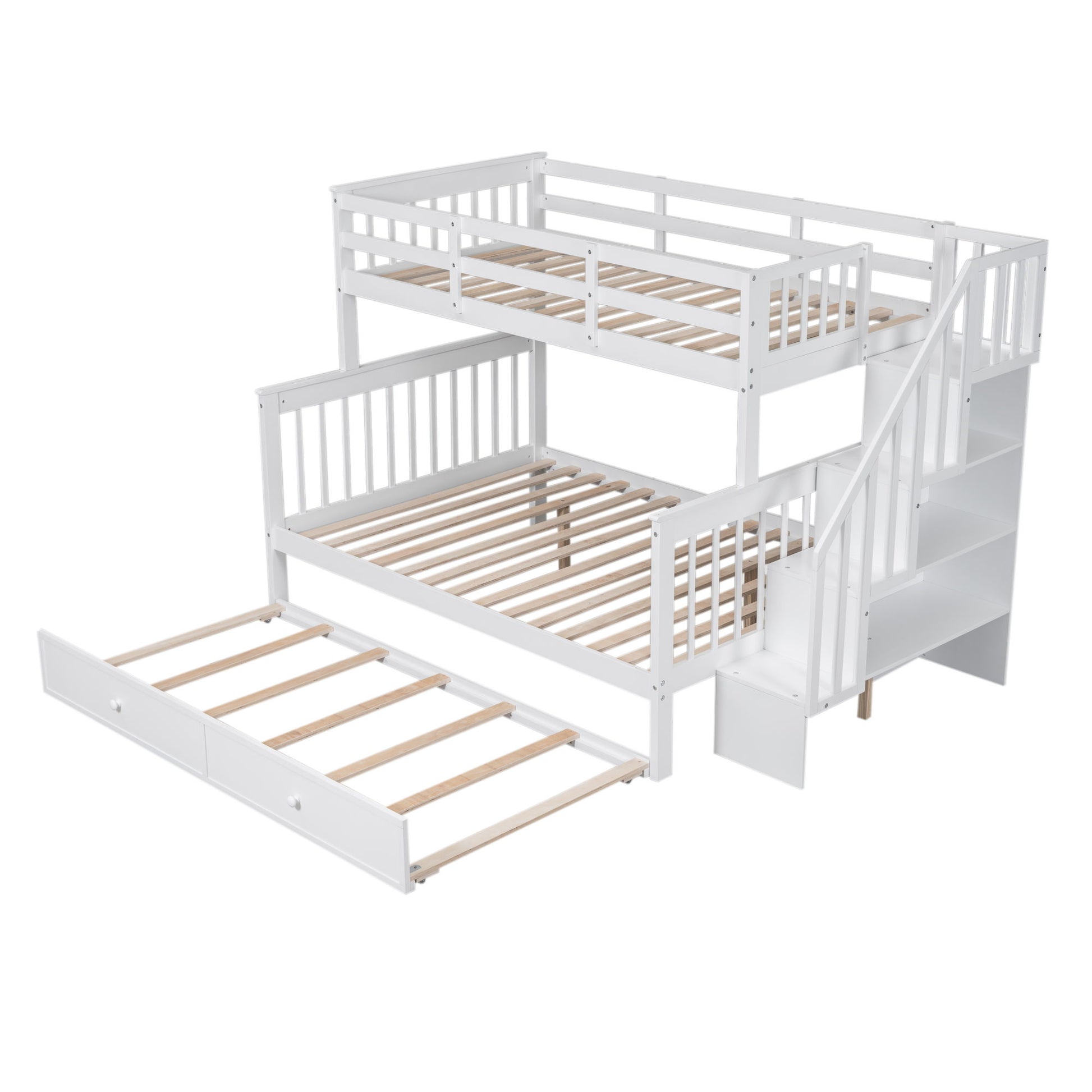 Bunk Bed With Twin Size Trundle, Storage And Guard Rail For Bedroom - The Sleep Loft - Online Mattress Showroom NYC