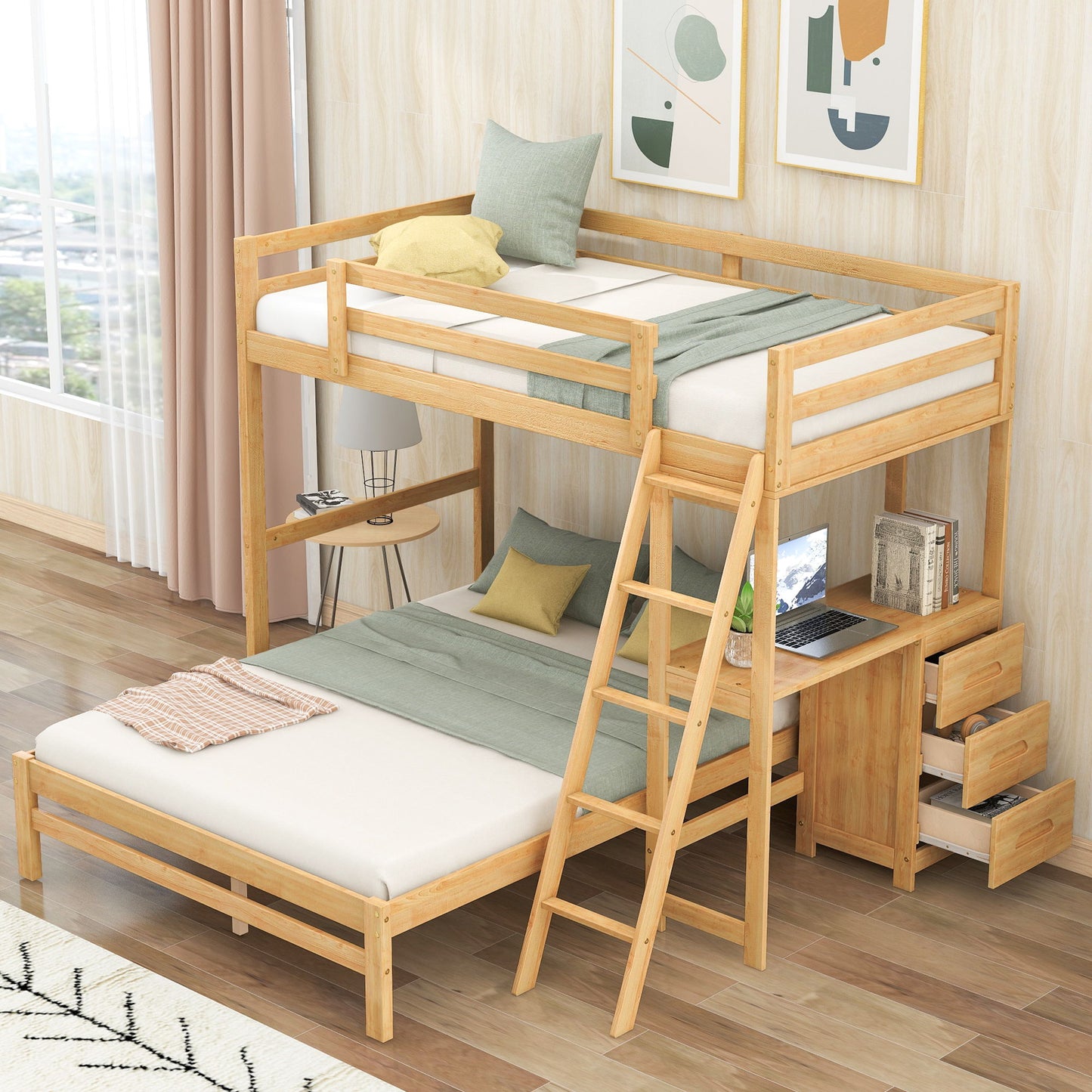 Bunk Bed With Built In Desk And 3 Drawers - The Sleep Loft - Online Mattress Showroom NYC