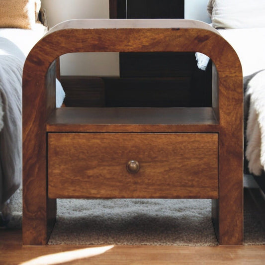 Darcy - Nightstand With Drawer And Open Shelf - Brown - The Sleep Loft - Online Mattress Showroom NYC