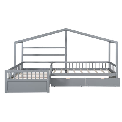 L Shape Platform Bed With 3 Storage Drawers - The Sleep Loft - Online Mattress Showroom NYC