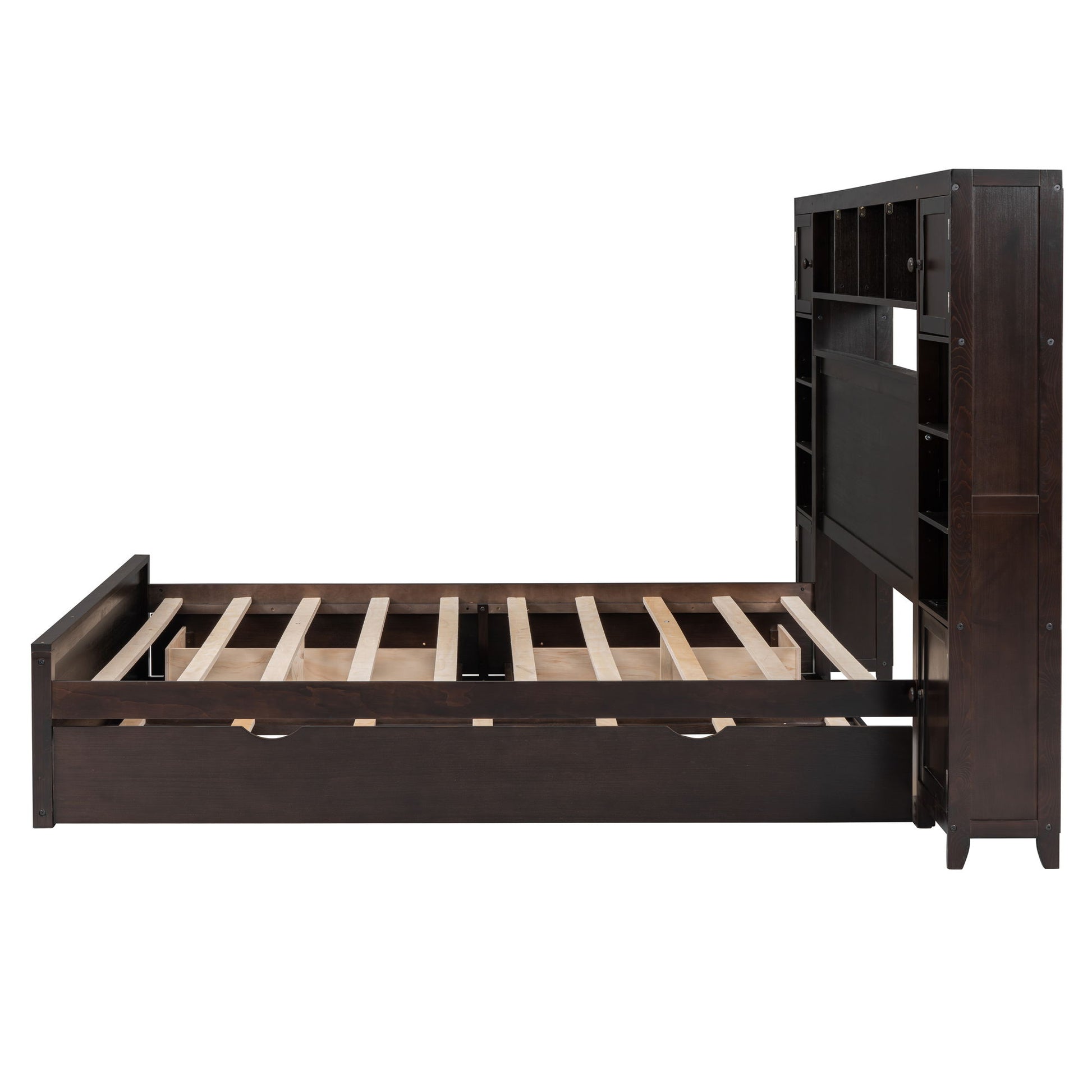 Bed With All In One Cabinet, Shelf And Sockets, Twin Long Trundle - The Sleep Loft - Online Mattress Showroom NYC