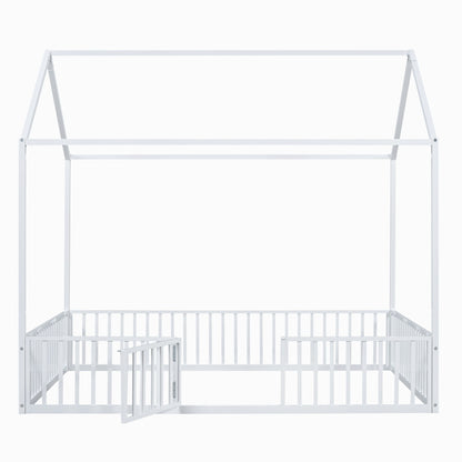 Metal House Bed With Fence And Door - The Sleep Loft - Online Mattress Showroom NYC