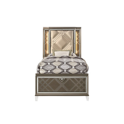 Skylar - Full Bed With LED & Storage - Dark Champagne - The Sleep Loft - Online Mattress Showroom NYC