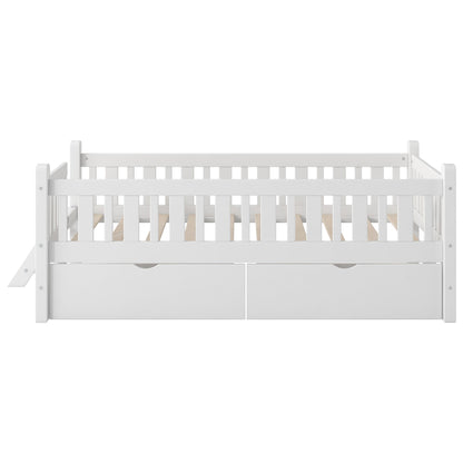 Platform Bed With Guardrail And 2 Drawers - The Sleep Loft - Online Mattress Showroom NYC