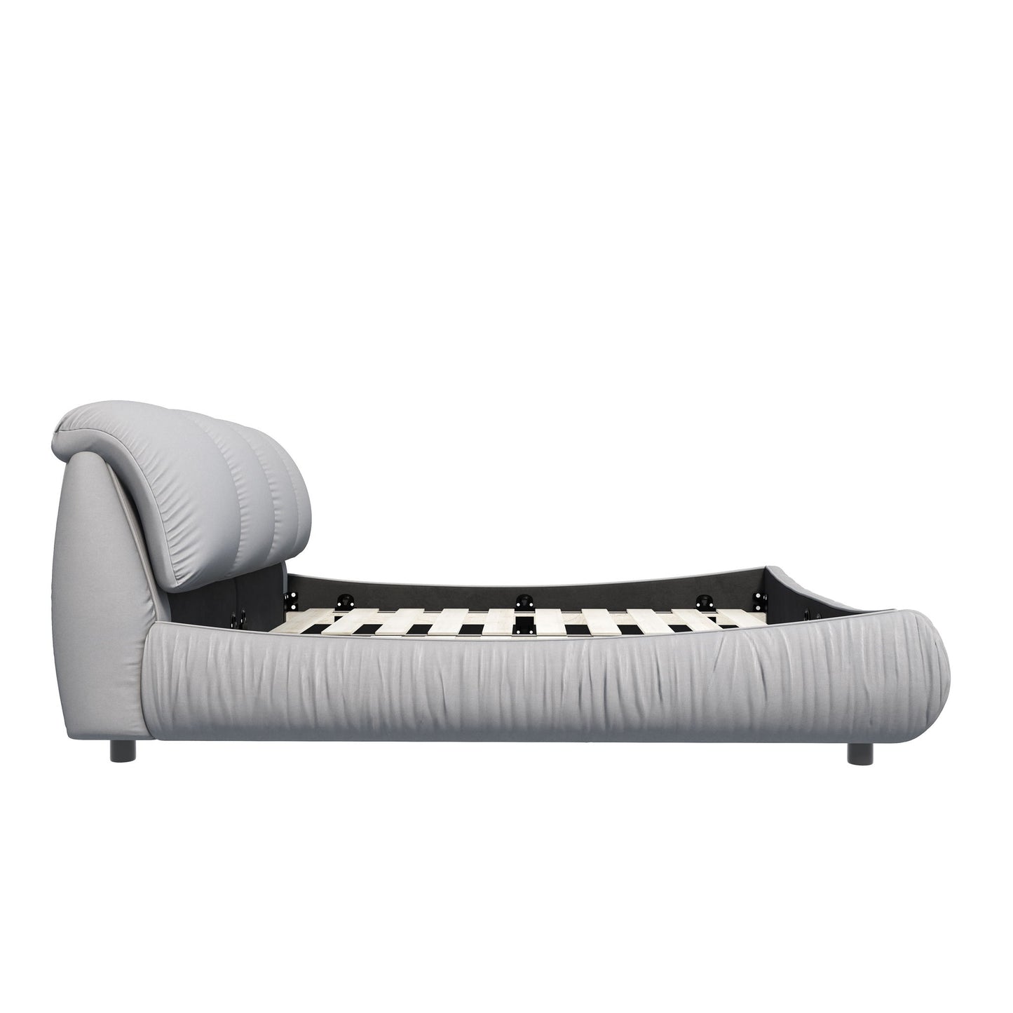 Luxury Upholstered Platform Bed With Oversized Padded Backrest And Solid Wood Frame - The Sleep Loft - Online Mattress Showroom NYC