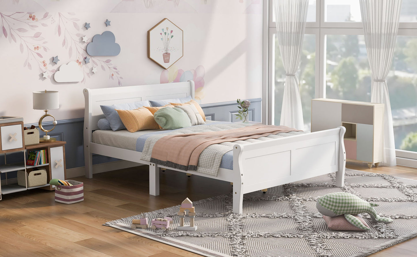 Platform Bed Frame Mattress Foundation Sleigh Bed With Headboard / Footboard / Wood Slat Suppor - The Sleep Loft - Online Mattress Showroom NYC