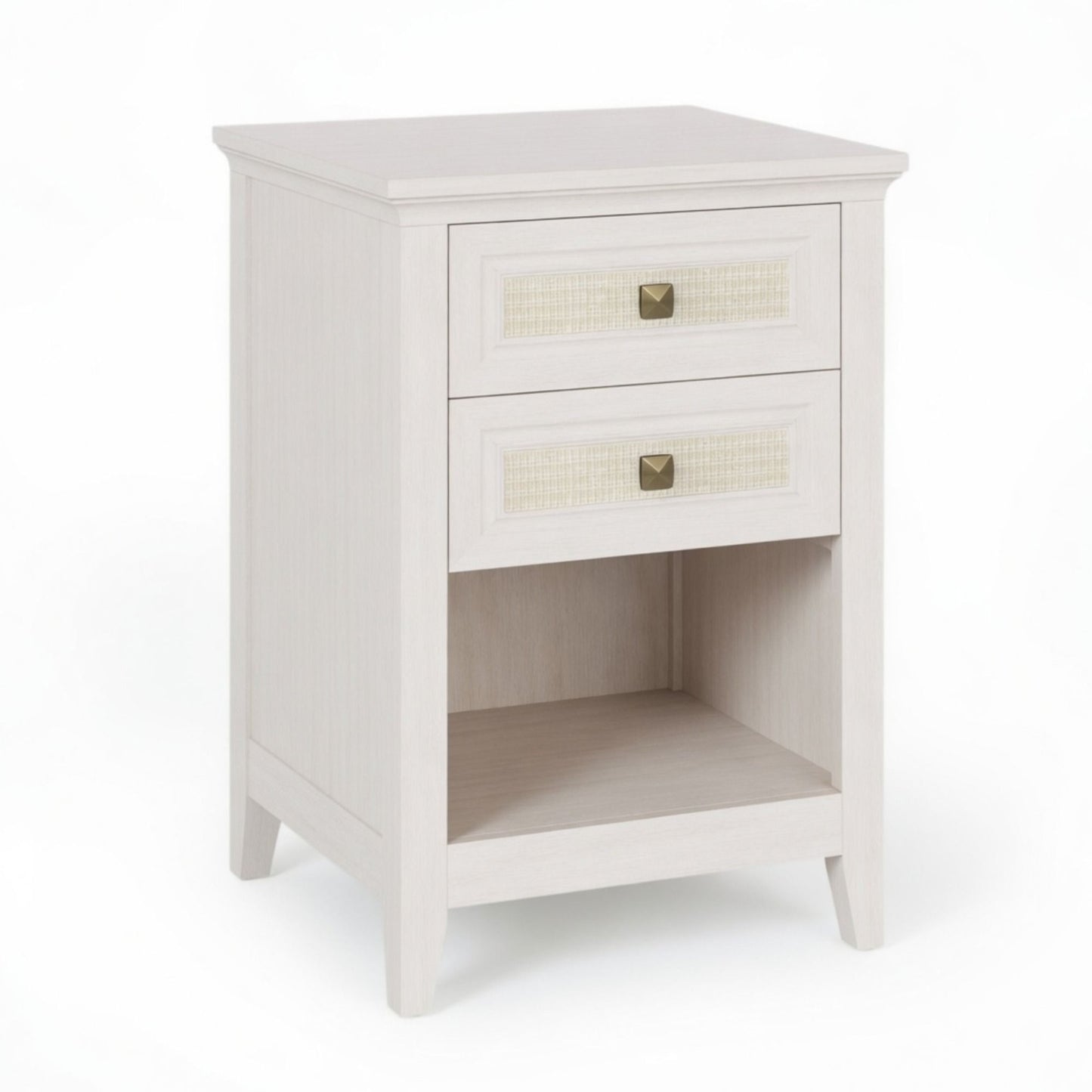 Nightstand With 2 Drawers & Shelf - White