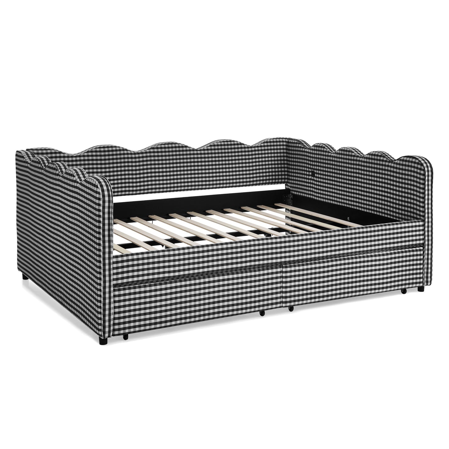 Gingham Daybed With USB Charging Port, Wave-Shaped Design - The Sleep Loft - Online Mattress Showroom NYC