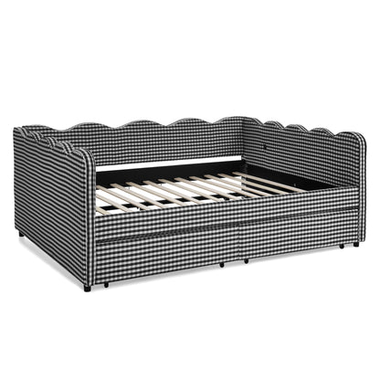 Gingham Daybed With USB Charging Port, Wave-Shaped Design - The Sleep Loft - Online Mattress Showroom NYC