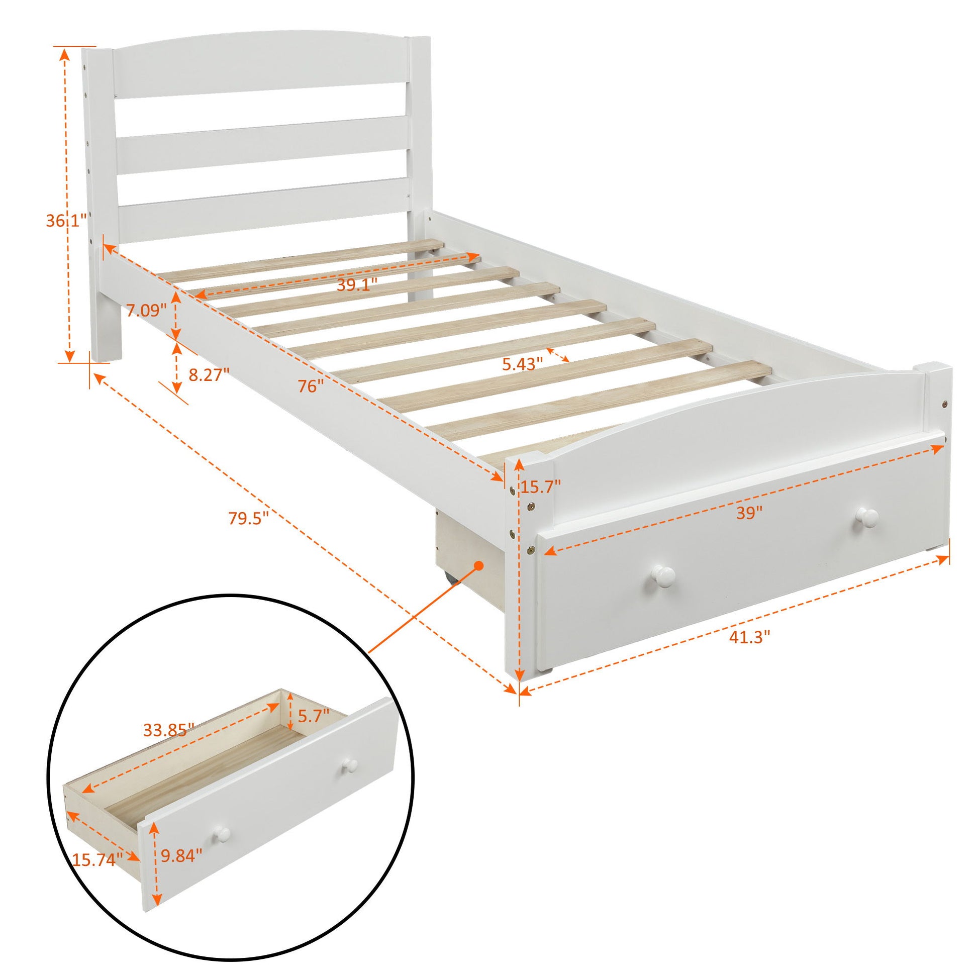 Platform Bed Frame With Storage Drawer And Wood Slat Support No Box Spring Needed - The Sleep Loft - Online Mattress Showroom NYC
