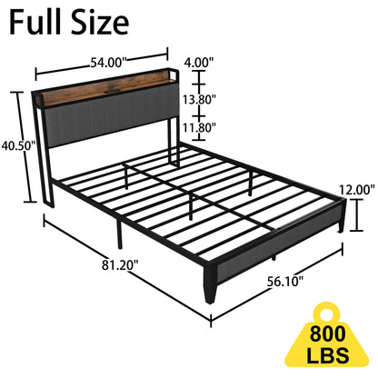 Bed With Charging Station, American Design Upholstered Headboard, Metal Platform - The Sleep Loft - Online Mattress Showroom NYC