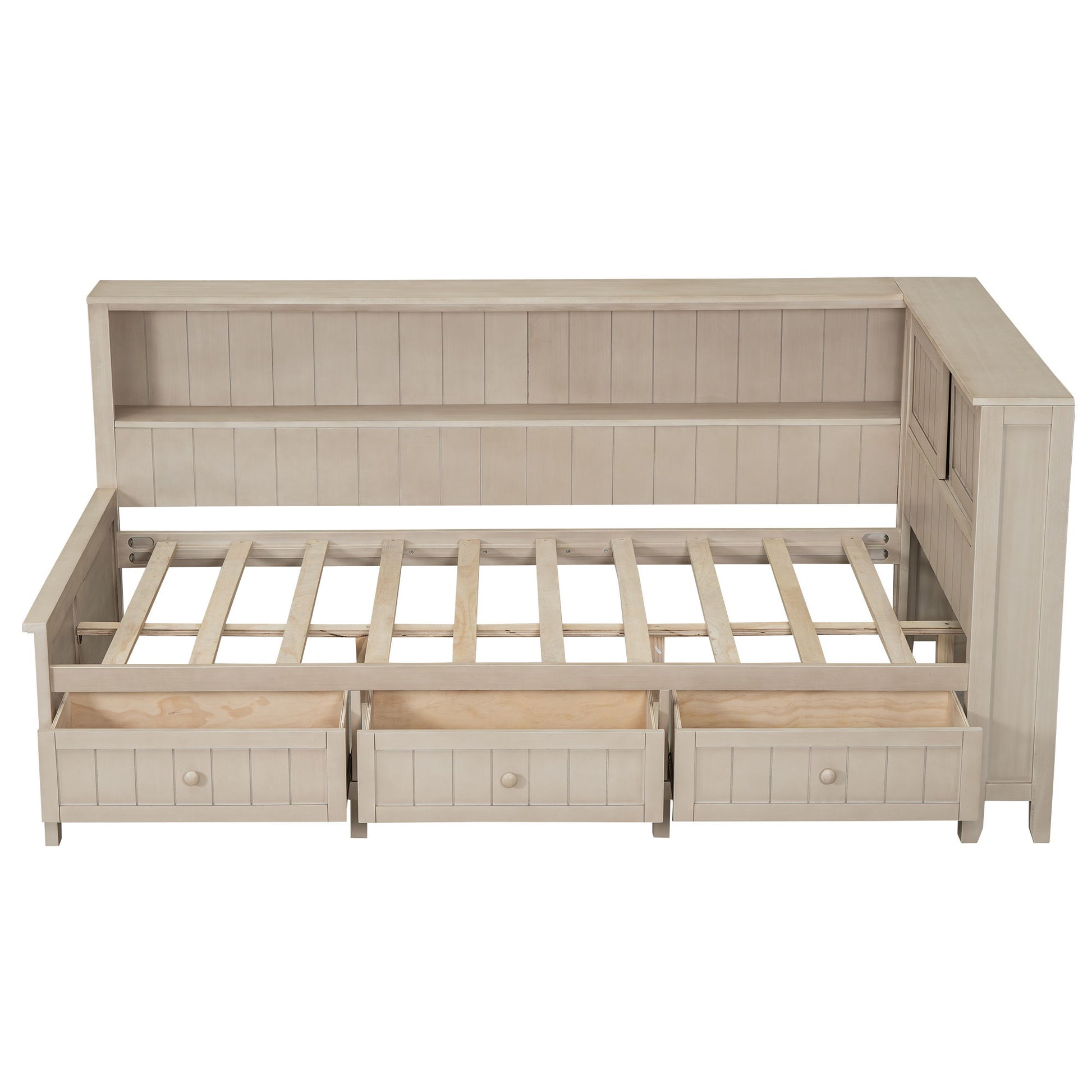 Daybed With Storage Shelves And 3 Drawers - The Sleep Loft - Online Mattress Showroom NYC