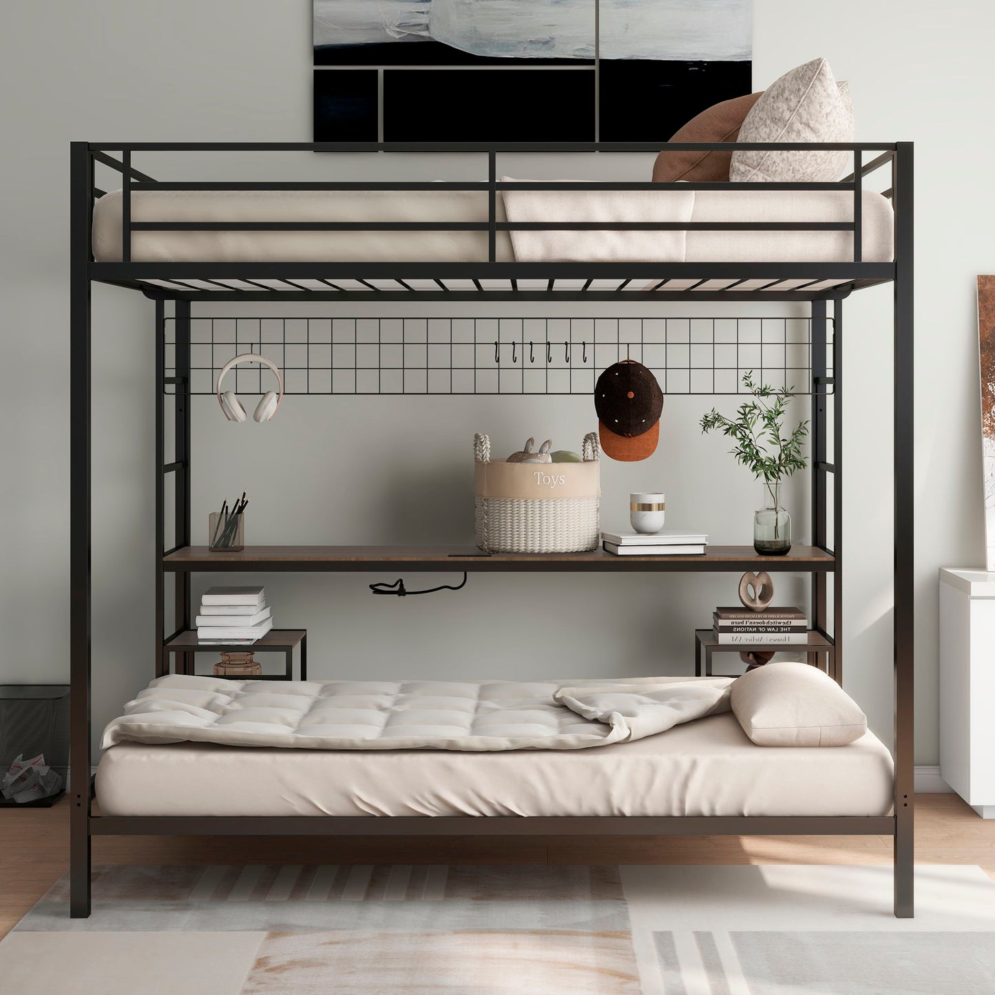 Ethan - Bunk Bed With Desk, Charging Station, Storage Shelves - The Sleep Loft - Online Mattress Showroom NYC