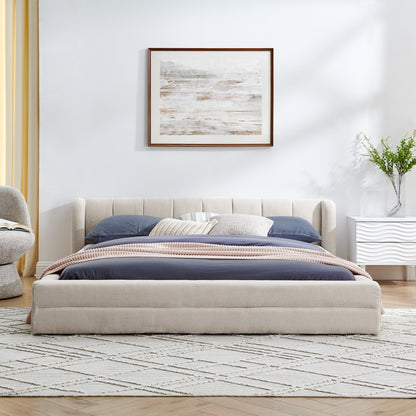 Modern Upholstered Bed Frame With Thick Fabric And Headboard - The Sleep Loft - Online Mattress Showroom NYC