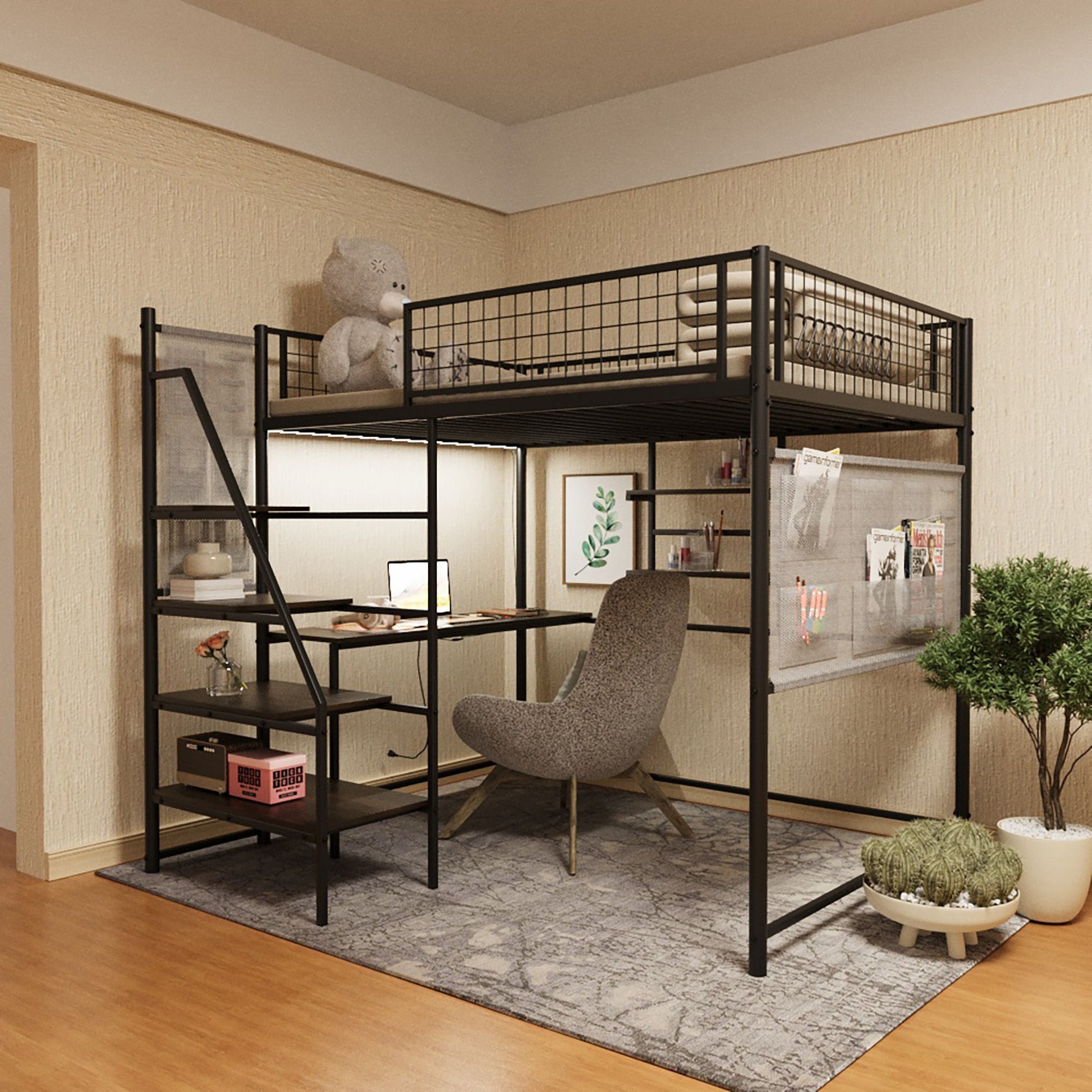 Metal Loft Bed With Built - In Charging Station And LED Light - The Sleep Loft - Online Mattress Showroom NYC