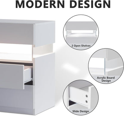 LED Nightstands, 3 Drawer For Bedroom - The Sleep Loft - Online Mattress Showroom NYC