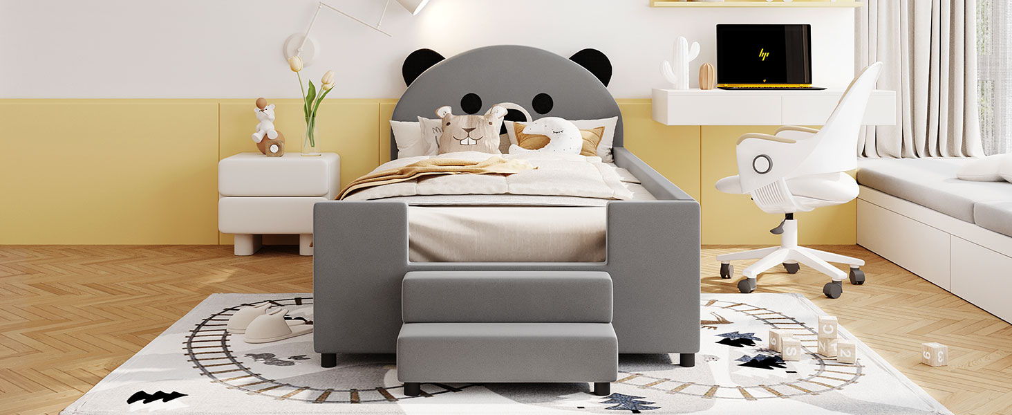 Upholstered Daybed With Bear Shaped Headboard, Hydraulic System And Breathable Fence - The Sleep Loft - Online Mattress Showroom NYC