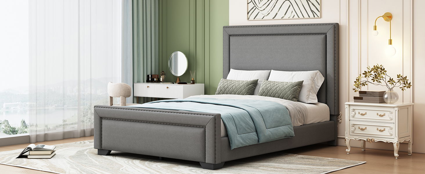 Upholstered Bed With Slats Support, No Box Spring Needed - The Sleep Loft - Online Mattress Showroom NYC