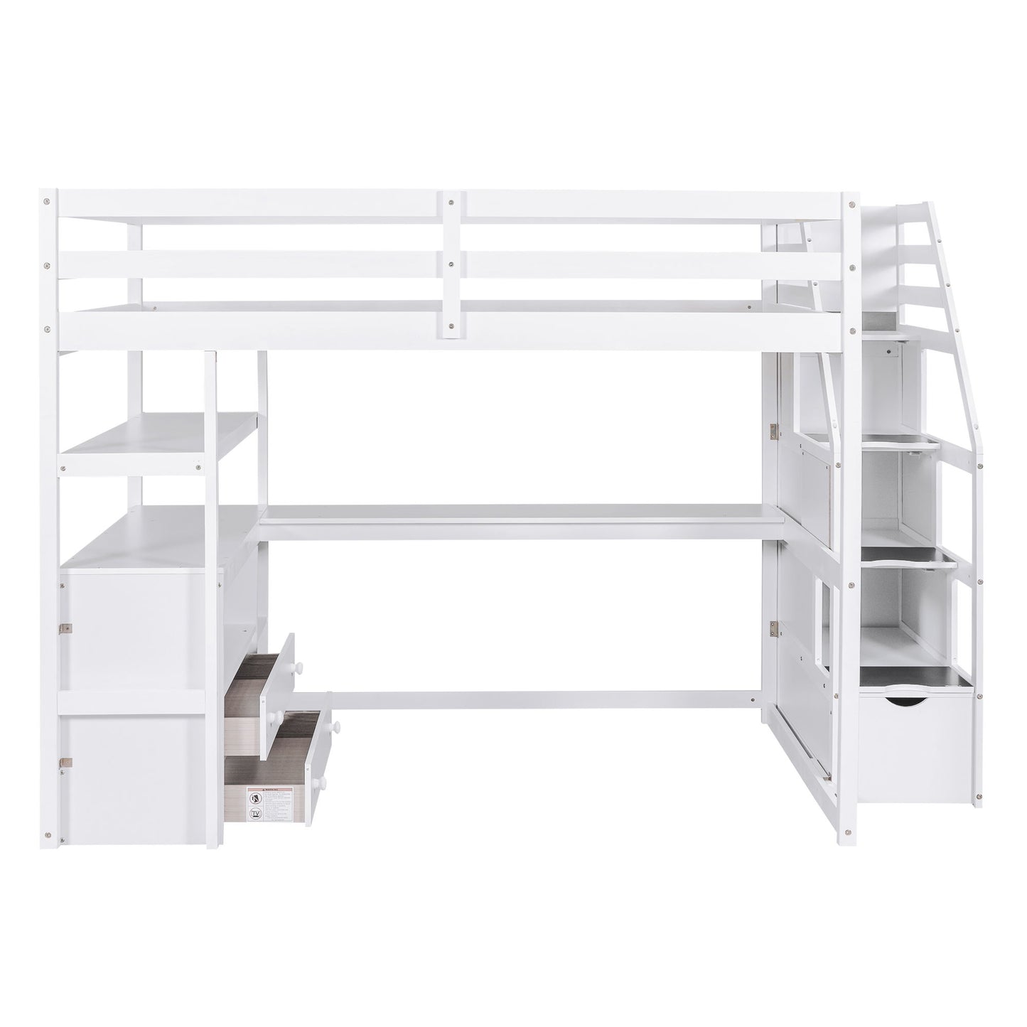 Loft Bed With Desk, Shelves, 2 Drawers, Storage Staircase - The Sleep Loft - Online Mattress Showroom NYC