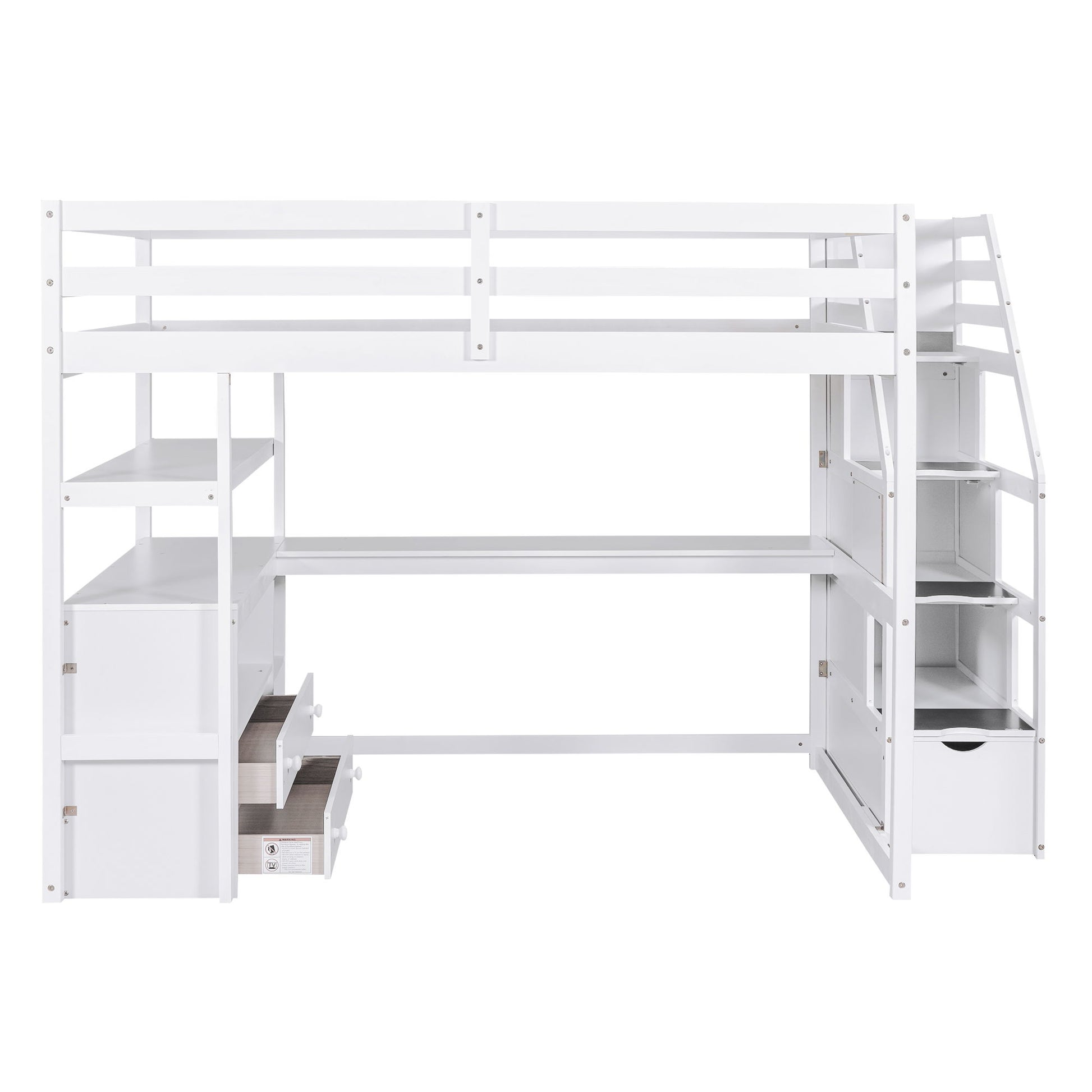 Loft Bed With Desk, Shelves, 2 Drawers, Storage Staircase - The Sleep Loft - Online Mattress Showroom NYC