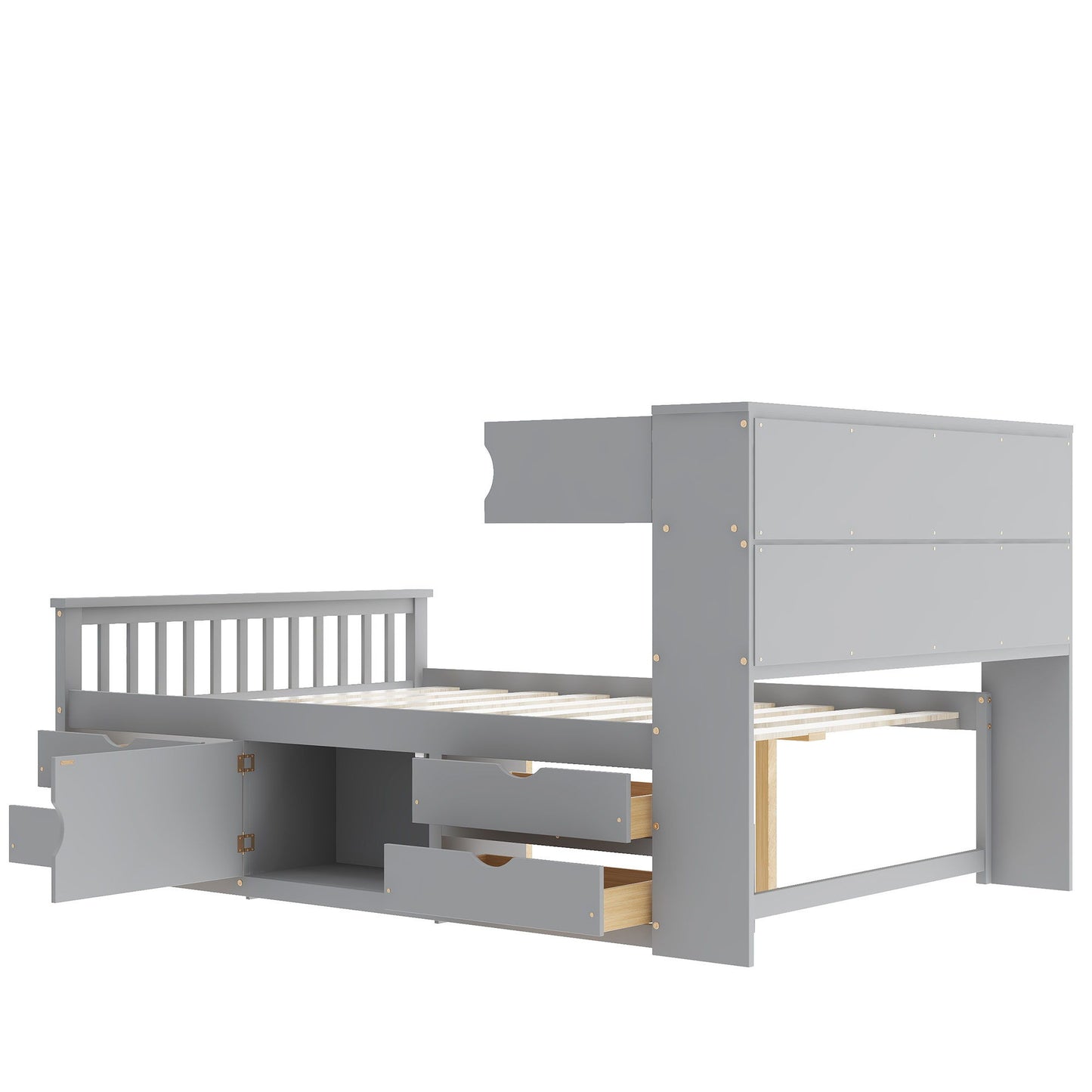 Captain Platform Bed Frame With Bookcase Headboard, 4 Drawers, Storage Shelves - The Sleep Loft - Online Mattress Showroom NYC