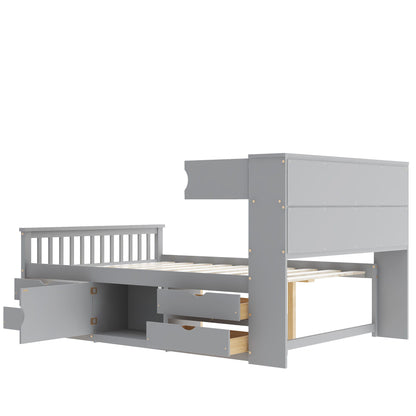 Captain Platform Bed Frame With Bookcase Headboard, 4 Drawers, Storage Shelves - The Sleep Loft - Online Mattress Showroom NYC