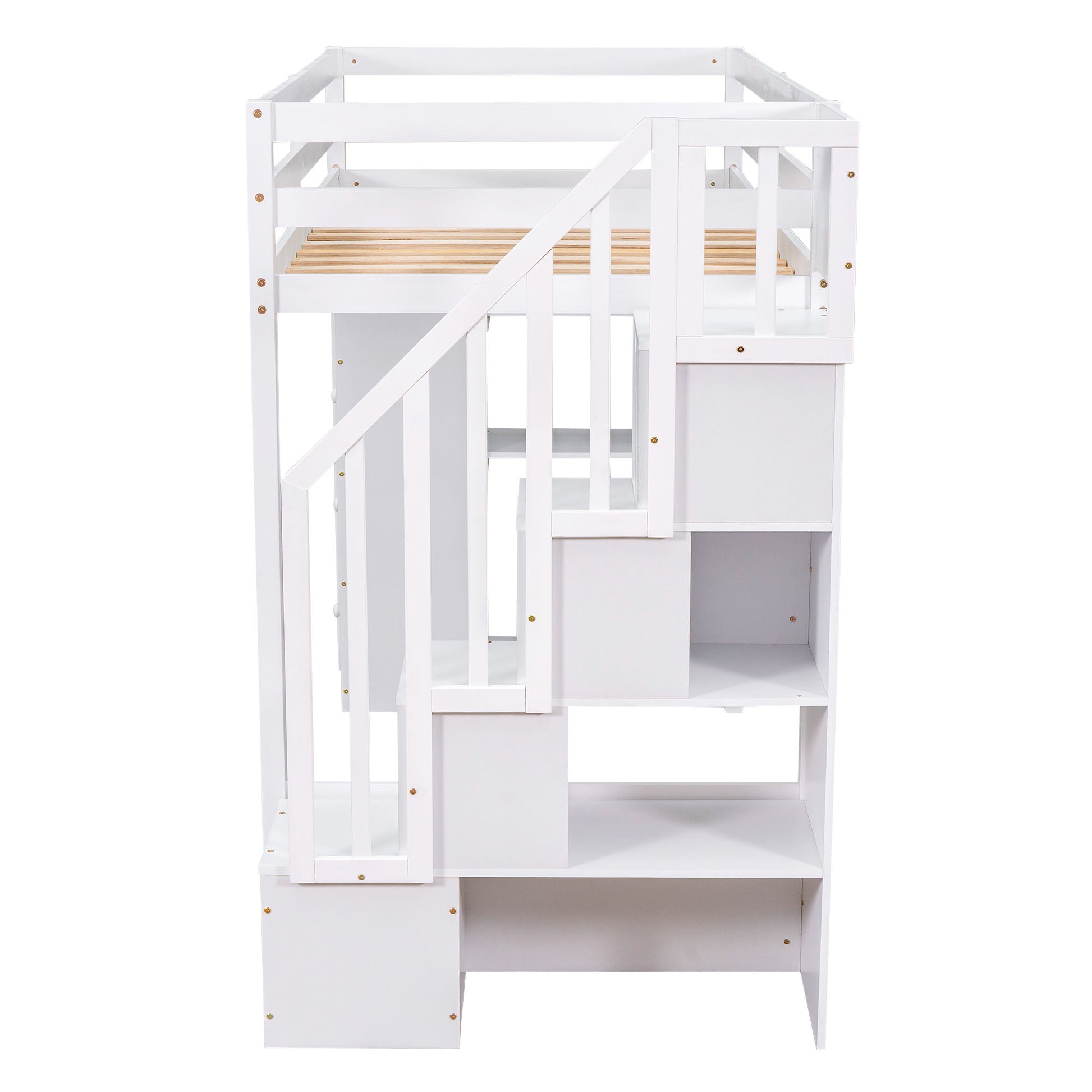 Loft Bed With Storage Drawers And Stairs With Shelves - The Sleep Loft - Online Mattress Showroom NYC