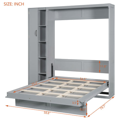 Murphy Wall Bed With Shelves, Wardrobe And LED Lights - The Sleep Loft - Online Mattress Showroom NYC