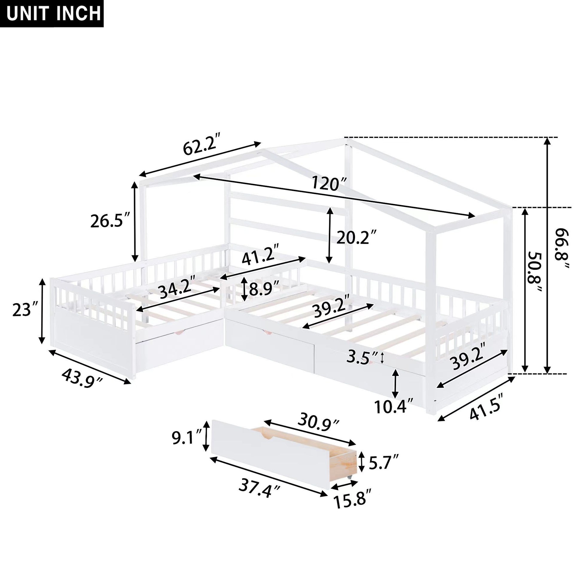 L Shape Platform Bed With 3 Storage Drawers - The Sleep Loft - Online Mattress Showroom NYC