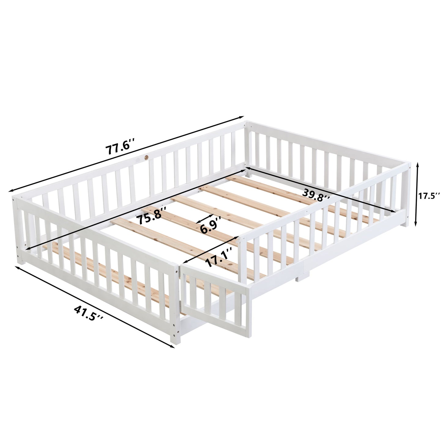 Solid Wood Floor Bed With Door And Fence For Children - The Sleep Loft - Online Mattress Showroom NYC