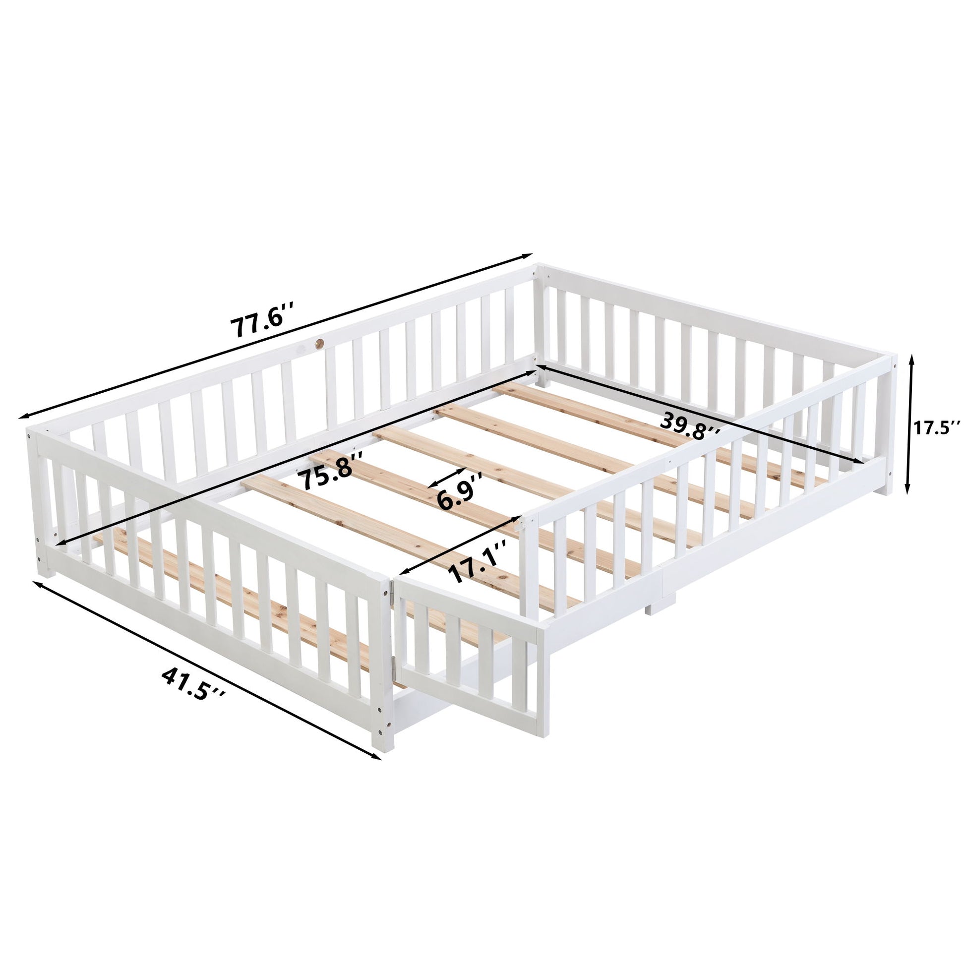 Solid Wood Floor Bed With Door And Fence For Children - The Sleep Loft - Online Mattress Showroom NYC