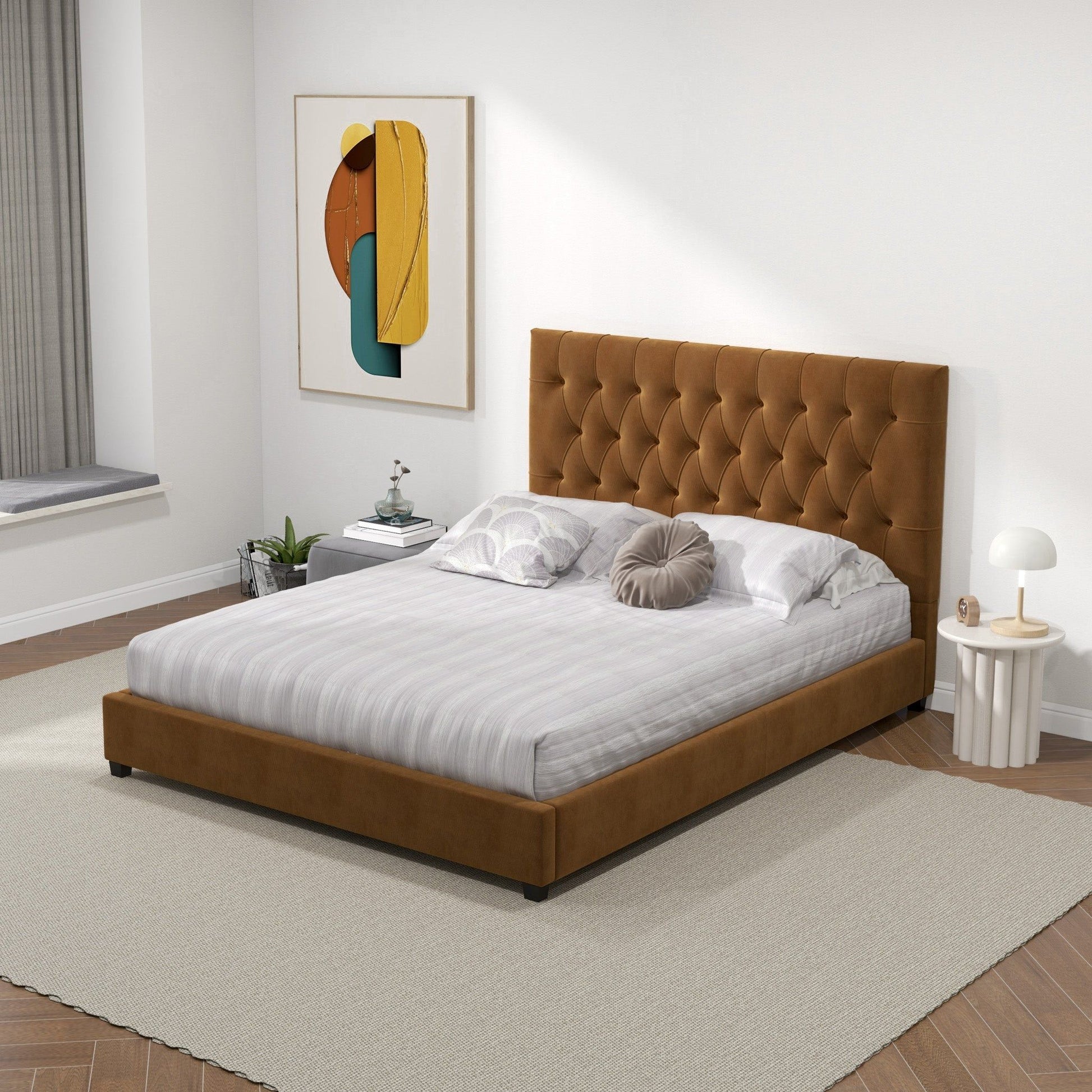 Donald - Mid-Century Modern Upholstered Platform Bed - The Sleep Loft - Online Mattress Showroom NYC