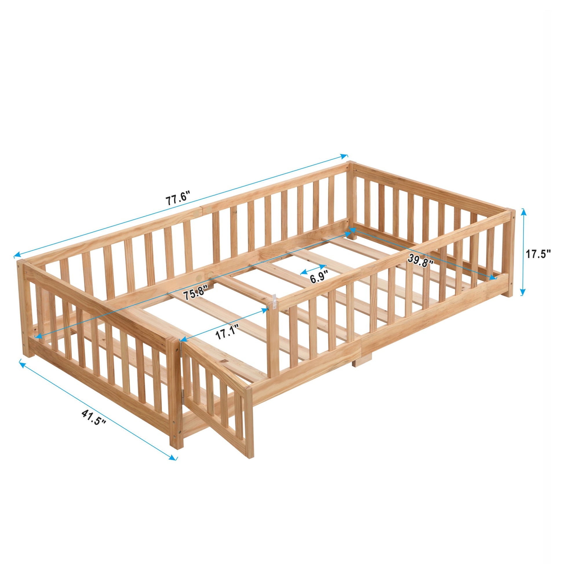 Solid Wood Floor Bed With Door And Fence For Children - The Sleep Loft - Online Mattress Showroom NYC