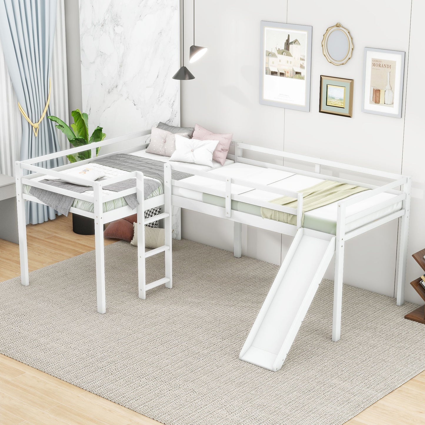 L Shaped Loft Bed With Ladder And Slide - The Sleep Loft - Online Mattress Showroom NYC