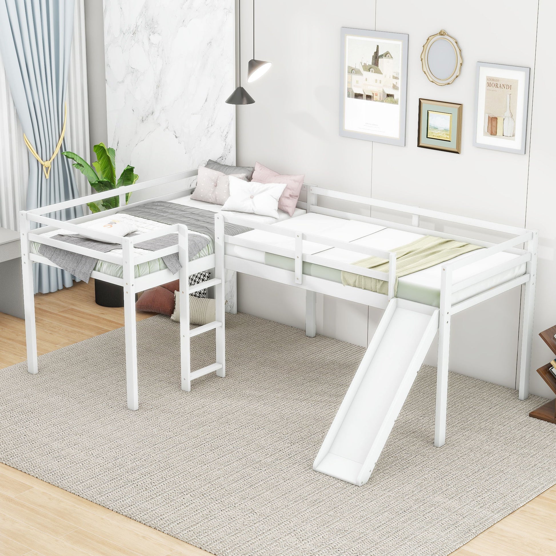 L Shaped Loft Bed With Ladder And Slide - The Sleep Loft - Online Mattress Showroom NYC