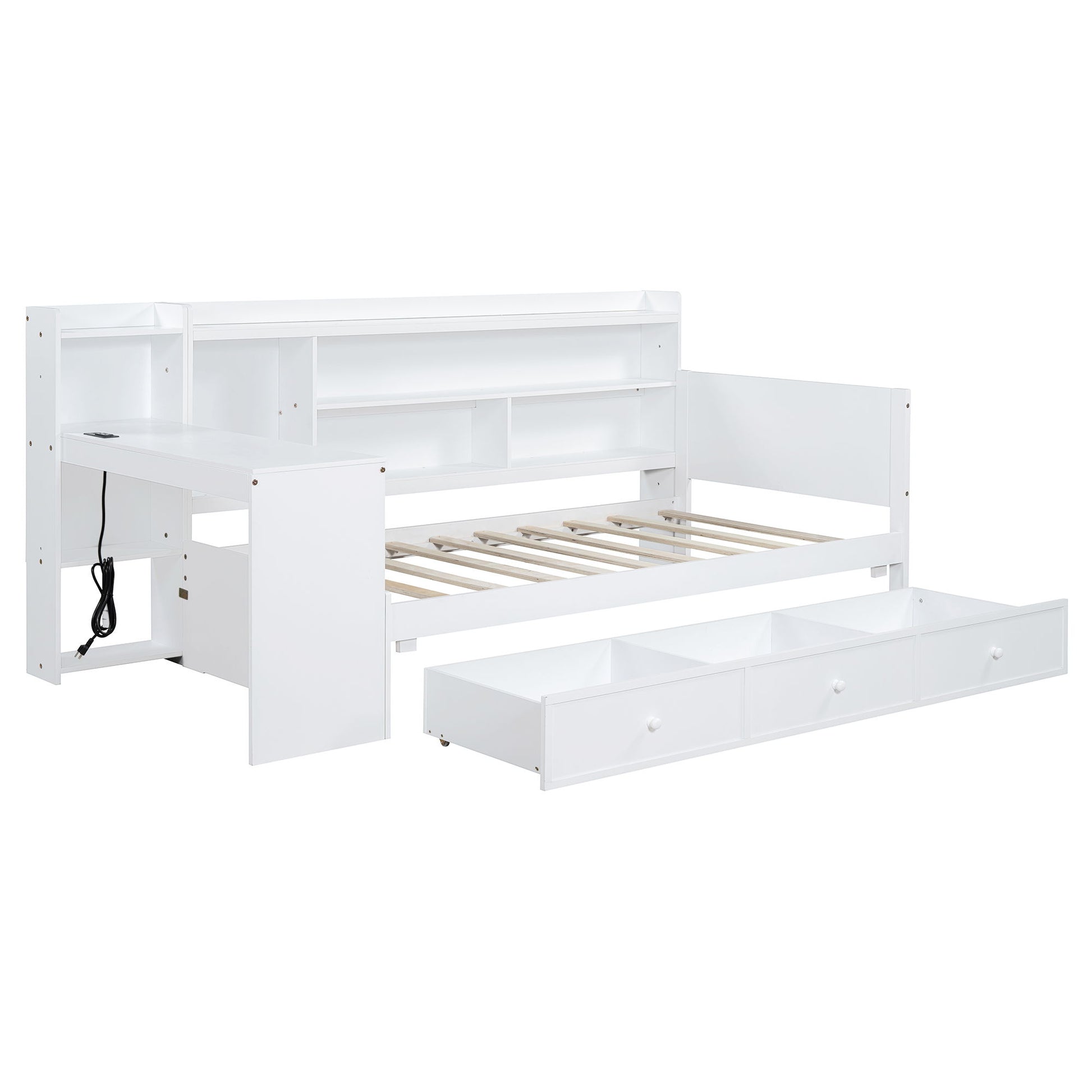 Daybed With 3 Drawers USB Ports And Desk - The Sleep Loft - Online Mattress Showroom NYC