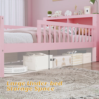 Bed With Headboard Storage Rack, 2 Under Bed Drawers, 3 Side Guardrails For Safety - The Sleep Loft - Online Mattress Showroom NYC