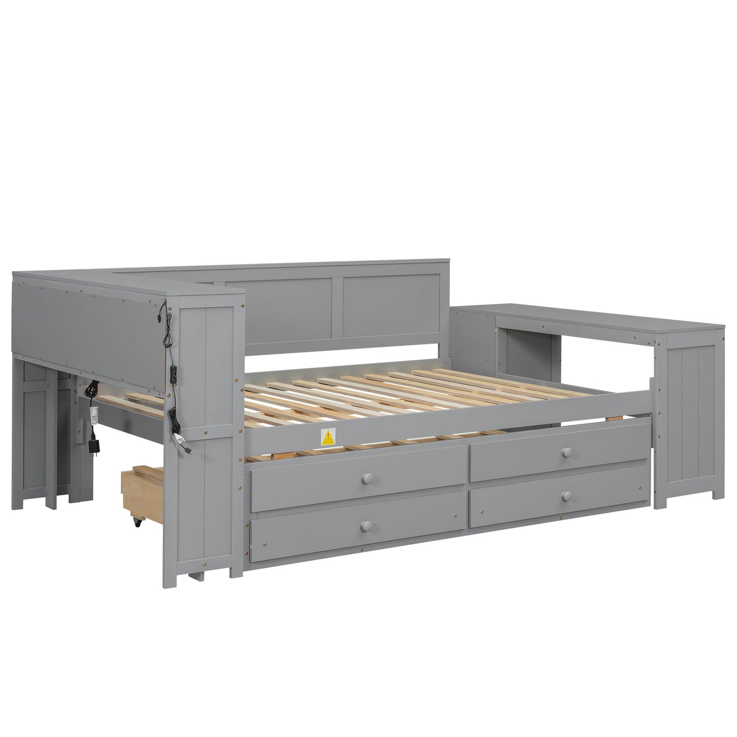 Daybed With Storage Shelves, Drawers, Trundle, Charging Station, LED Light, Desk And Cabinet - The Sleep Loft - Online Mattress Showroom NYC