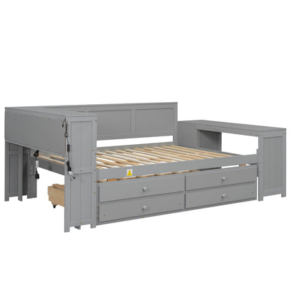 Daybed With Storage Shelves, Drawers, Trundle, Charging Station, LED Light, Desk And Cabinet - The Sleep Loft - Online Mattress Showroom NYC