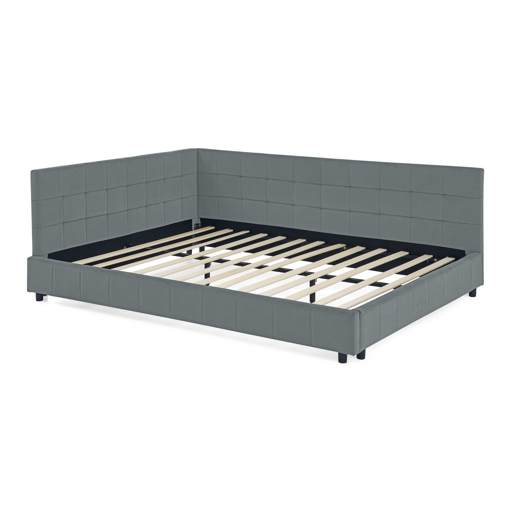 Mid-Century Storage Upholstered Tufted Bed Frame With Backrest And Armrests - The Sleep Loft - Online Mattress Showroom NYC