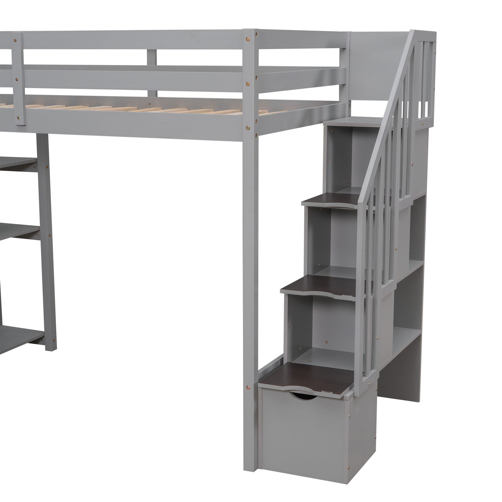 Loft Bed With Storage Drawers And Stairs With Shelves - The Sleep Loft - Online Mattress Showroom NYC