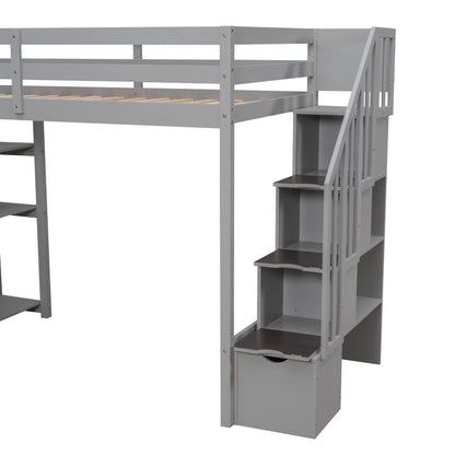 Loft Bed With Storage Drawers And Stairs With Shelves - The Sleep Loft - Online Mattress Showroom NYC