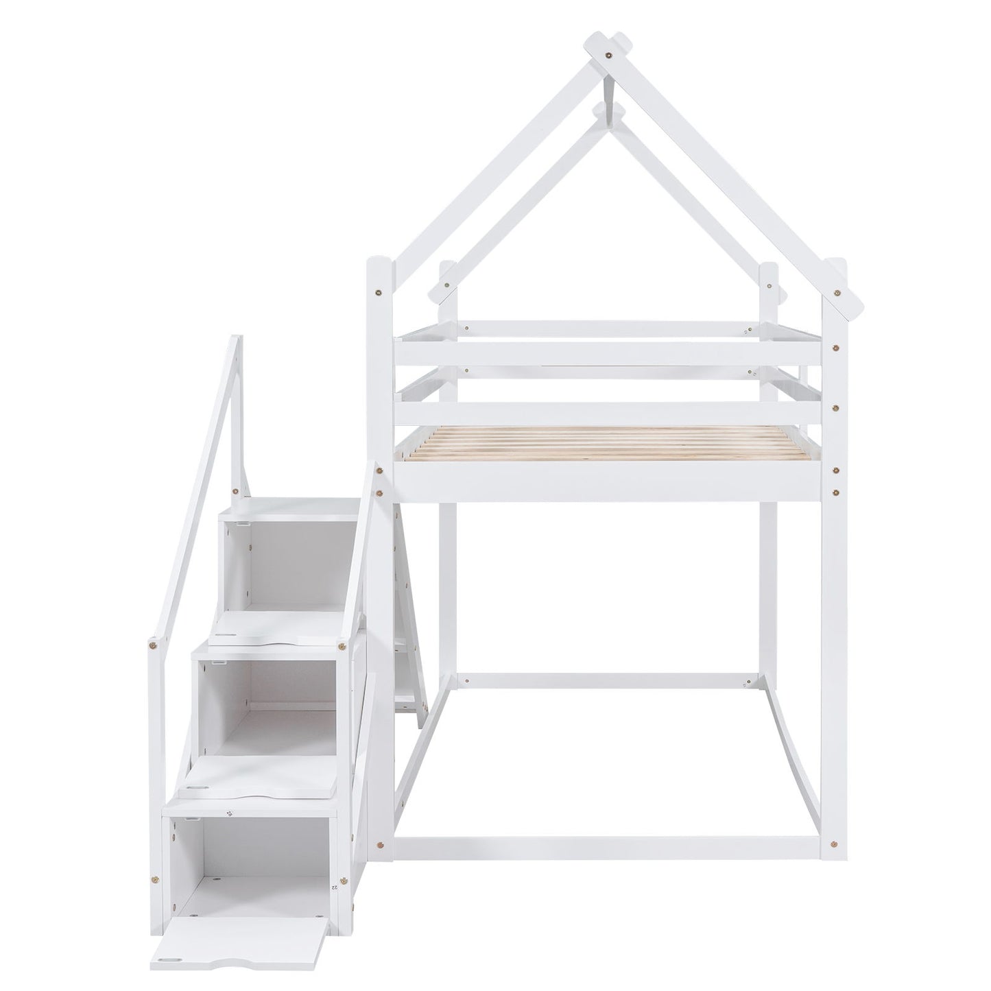 Twin Over Twin House Loft Or Bunk Bed With Slide And Staircase - The Sleep Loft - Online Mattress Showroom NYC