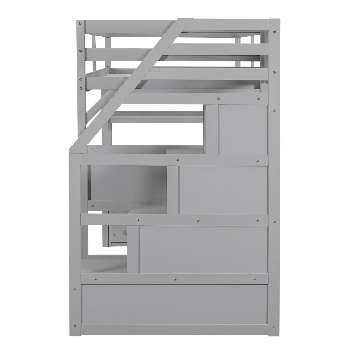 Loft Bed With Desk, Shelves, 2 Drawers, Storage Staircase - The Sleep Loft - Online Mattress Showroom NYC