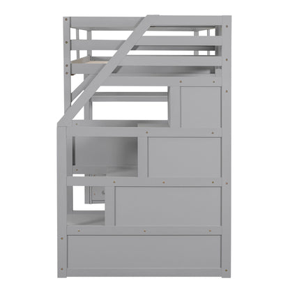 Loft Bed With Desk, Shelves, 2 Drawers, Storage Staircase - The Sleep Loft - Online Mattress Showroom NYC