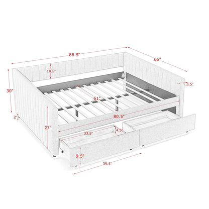 Upholstered Queen Daybed With 2 Drawers - The Sleep Loft - Online Mattress Showroom NYC