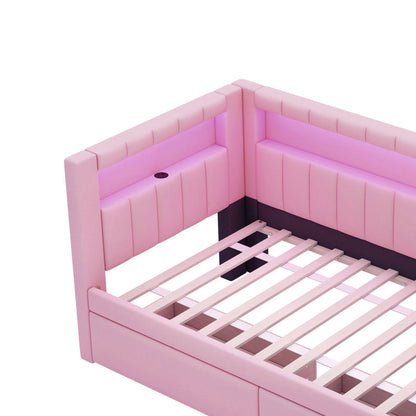Upholstered Platform Bed With USB Ports And LED Belt - The Sleep Loft - Online Mattress Showroom NYC