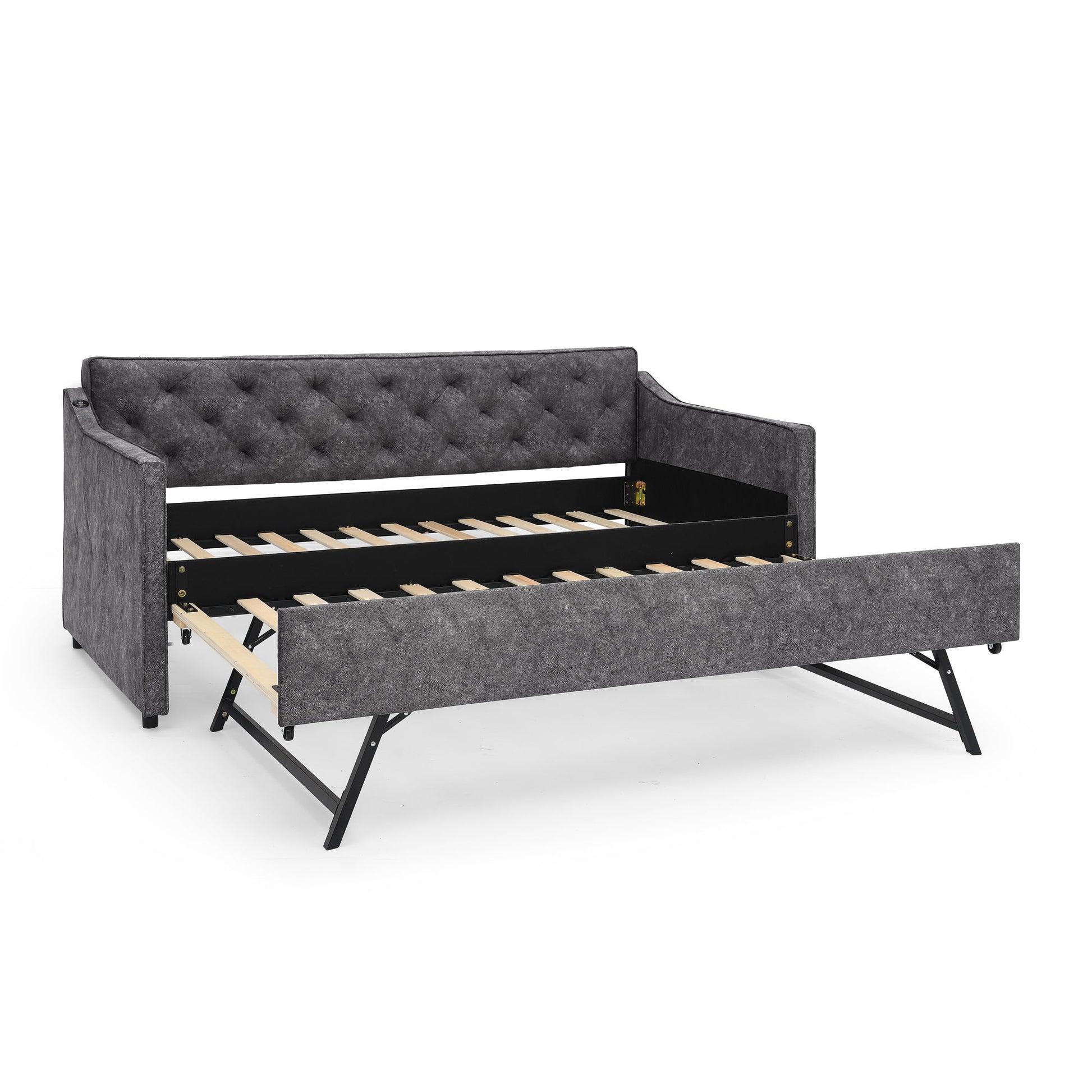 Daybed With Pop Up Trundle And USB Charging Armrest - The Sleep Loft - Online Mattress Showroom NYC